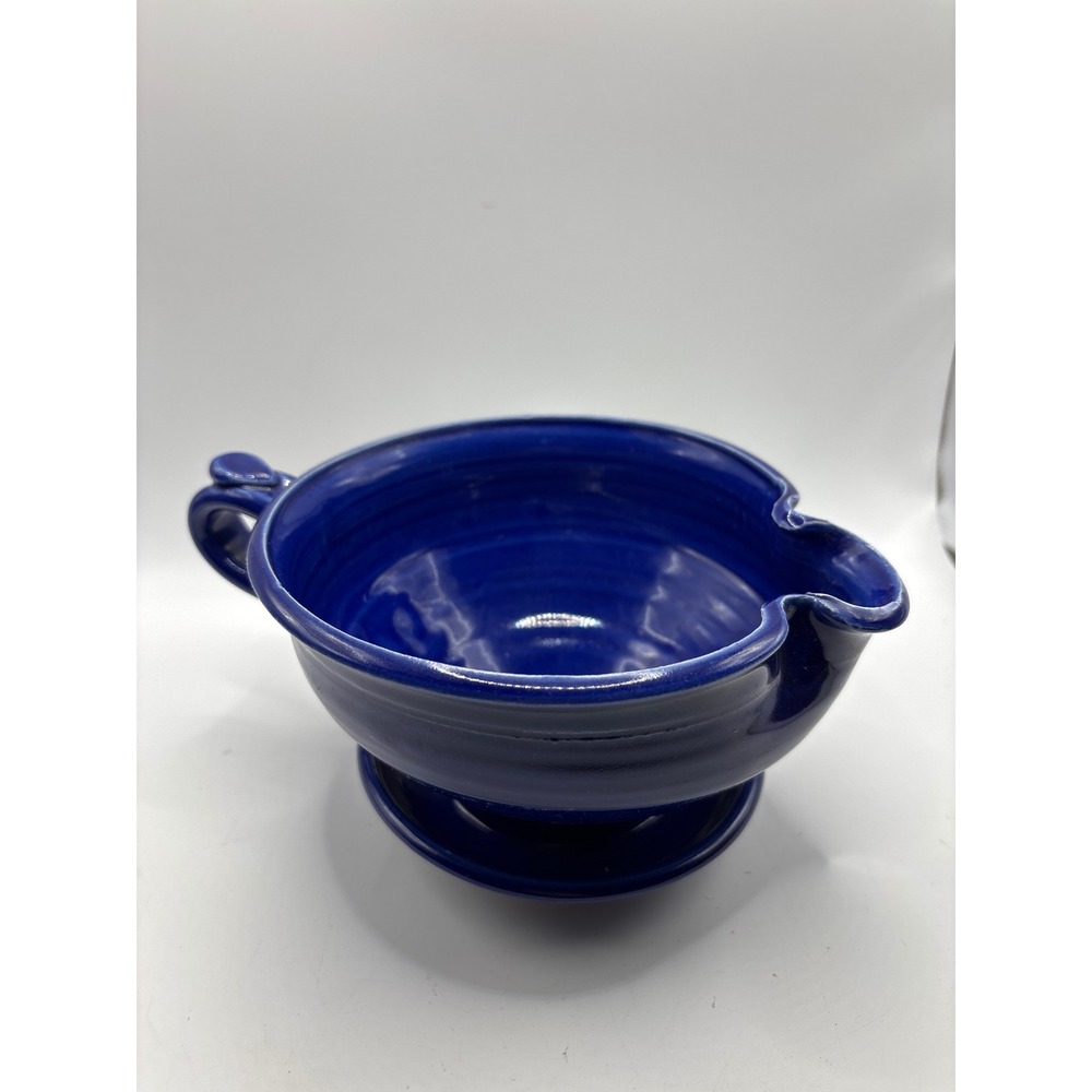 Handmade Ceramic Shaving Scuttle Mug - Cobalt Blue Glaze Signed Studio Pottery
